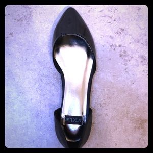 Super cute black patent and leather slip ons